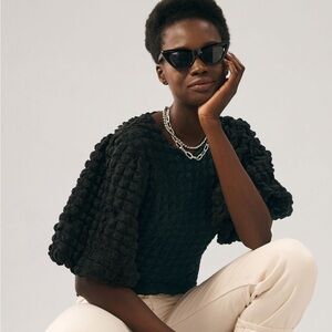 Eri + Ali Puff Sleeved Textured shirt - anthropologie